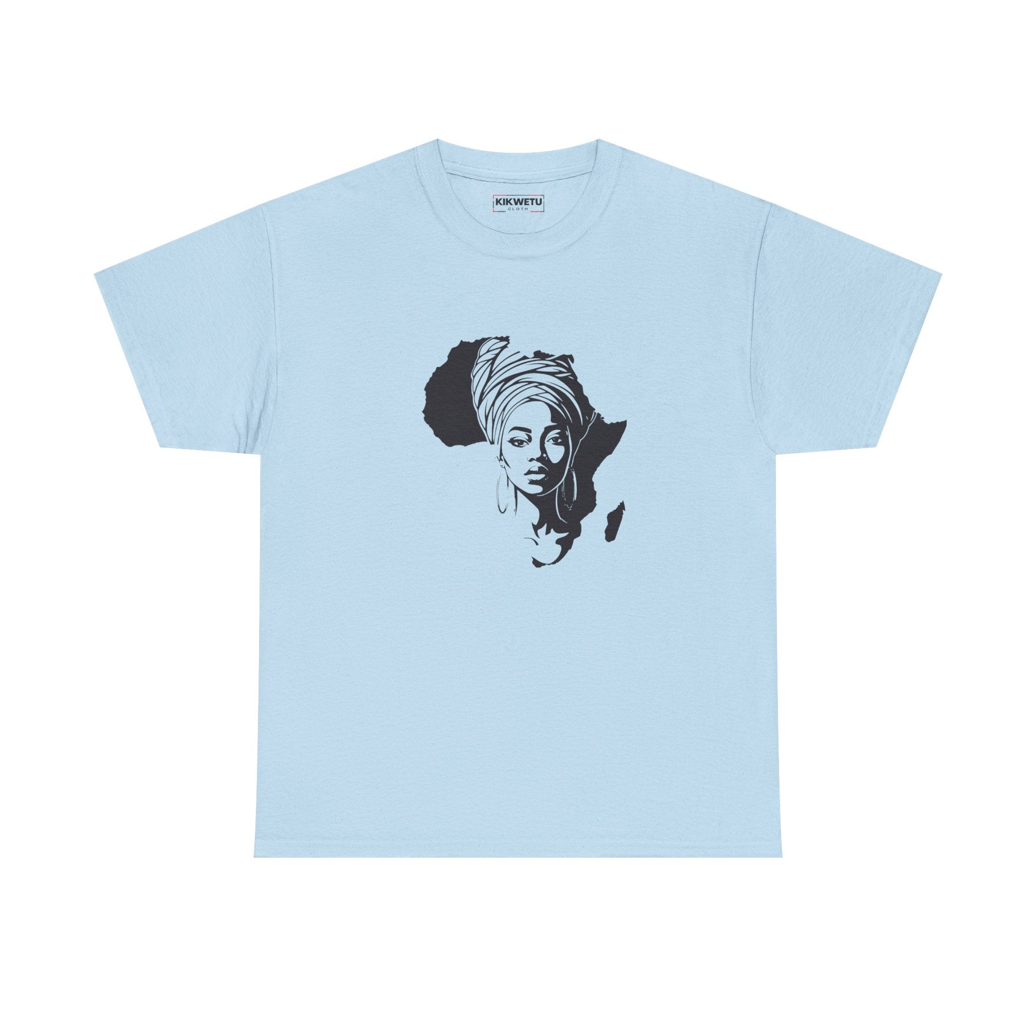 Africa Silhouette Tee with Headwrap Woman – Afrocentric Graphic T-Shirt